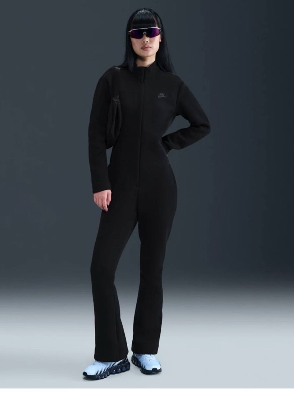 Nike Black Fitted Zip-Front Jumpsuit